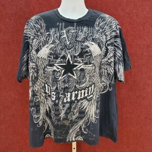 Vintage Y2K Apprime Grunge Emo US Army Affliction Style Shirt Size 2XL 海外 即決