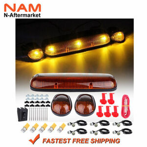 3PCS AMBER CAB MARKER LIGHT LENS + T10 AMBER LED + GRILLE LAMPS FOR CHEVY GMC 海外 即決