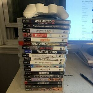 Ps3 Games Lot and White PlayStation Controller (19 Games And Sony Controller) 海外 即決