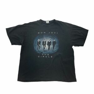 Vintage Bon Jovi The Circle Tour T Shirt 2010 Faded Black Adult Gilden Size XL 海外 即決