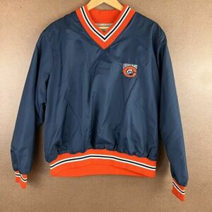 VTG 80s Bike Chicago Bears Embroided Pullover Satin Windbreaker Navy L USA 海外 即決