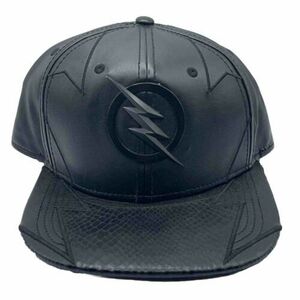 DC Comics The Flash Snapback Hat Faux Leather Black Fastest Man Alive Cap 海外 即決