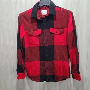 American Eagle Outfitters S Quilted Plaid Flannel Jacket Corduroy Collar Thick 海外 即決