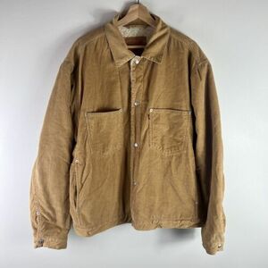 Levi’s Corduroy Sherpa Trucker Jacket Mens XL Brown Tan Fleece Lined Snap Chore 海外 即決