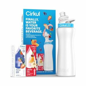 Cirkul 22oz White Stainless Steel Water Bottle Starter Kit with Blue Lid and 2 海外 即決