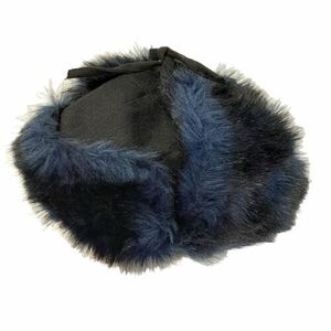 Moschino Vintage Trapper Hat with Faux Fur Lining Black Made in Italy Size Large 海外 即決