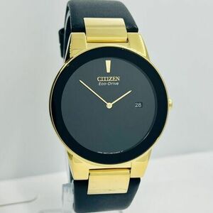 Citizen Men’s AU1062-56E Eco-Drive Axiom Gold-Tone Stainless Black Dial Watch 海外 即決