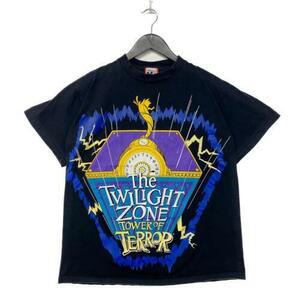 Vintage 90s Disney The Tower of Terror Black T-shirt Size L Twilight Zone 海外 即決