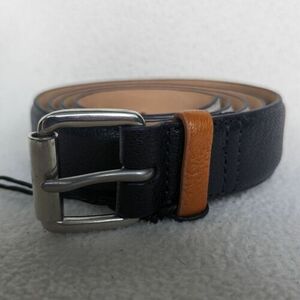 NEW!! Paul Smith Men's goat leather belt navy blue /pewter grey 38 in 海外 即決