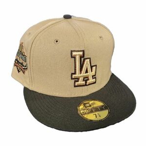 LA Dodgers Fitted Hat Cap 7 5/8 Exclusive Side Patch Pink Uv Metallic Tan 海外 即決