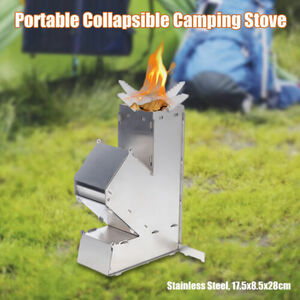 Rocket Stove Portable Collapsible Camping Hunting Stainless Steel Wood Burning 海外 即決