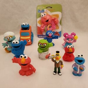 Sesame Street Figure Lot Zoe Grover Bert Cookie Monster Oscar Playskool PBS Toy 海外 即決