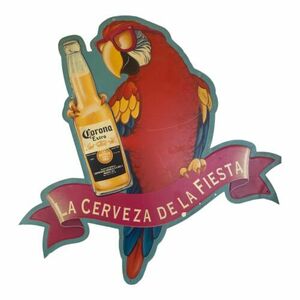 Corona Extra 20” Embossed Metal sign Red Parrot Vintage 海外 即決