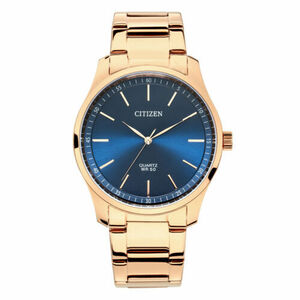 Citizen Quartz Blue Dial Analog Men's Rose Gold Bracelet Watch INT-BH5003-51L 海外 即決