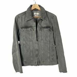 Topshop Topman Gray Distressed Full Zip Denim Trucker Jacket S 海外 即決