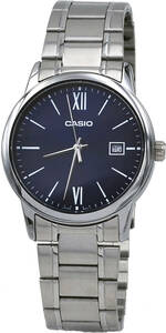 Casio MTP-V002D-2B3 Men's Standard Stainless Steel Date Roman Blue Dial Watch 海外 即決