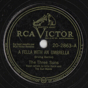 1940S M-NOS-NEW THREE SUNS out with my baby/a fella with an umbrella 2863 78 海外 即決