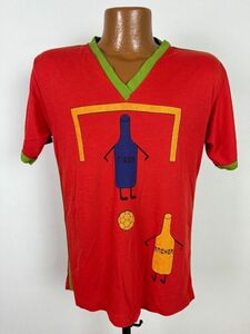 Vintage Sumatra Soccer Football V-Neck T-Shirt M Red Jimmys Bar Double-Sided 海外 即決