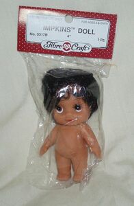 Fibre Craft 4" Black Hair Impkins Doll - New - Vintage 海外 即決