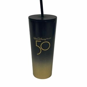 Walt Disney World 50th Anniversary Starbucks Stainless Steel Tumbler Black Gold 海外 即決