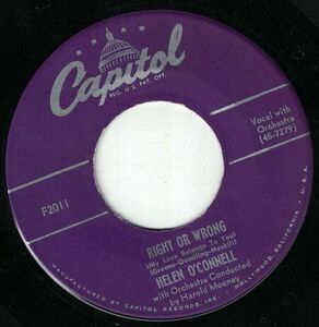 HELEN O'CONNELL Right OR WRONG & BE ANYTHING CAPITOL 45 #F2011 VG++ 海外 即決