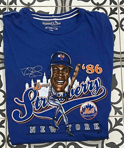 Rare Darryl Strawberry New York Mets Mitchell & Ness MLB T Shirt Size Men’s XL 海外 即決