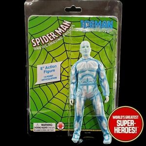 Mego Spider-Man Iceman Custom w/ Card backing & Clamshell WGSH 8" Action Figure 海外 即決