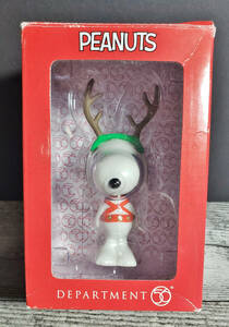 Snoopy Sled Dog w/ Reindeer Antlers Dept 56 Porcelain 4" Christmas Figurine New 海外 即決