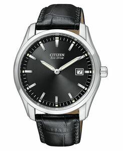 New Citizen Eco Drive Men's Stainless Steel Leather Strap Watch AU1040-08E 海外 即決