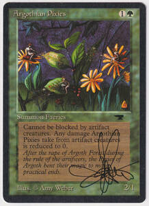 Signed Argothian Pixies LP Antiquities Artist Amy Weber 1994 MTG Magic Vintage! 海外 即決