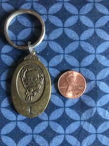 Vintage Kentucky Fried Chicken KFC Colonel Sanders One Year metal keychain! 海外 即決