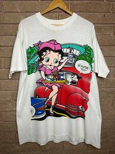 Vintage Betty Boop AOP Diner Drive In Waitress 90s T Shirt 海外 即決