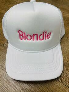 BLONDIE TRUCKER SNAPBACK CAP HAT NEW UNISEX ADULT WHITE ROPE SPELLOUT 海外 即決