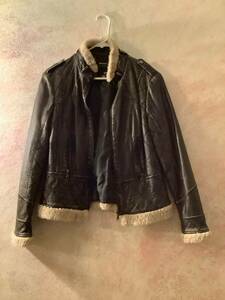 ANA Women's Black Leather Jacket Size S 海外 即決