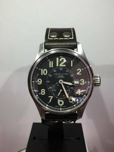 NEW Authentic HAMILTON KHAKI OFFICER H706550 44MM S/S Box/Papers 海外 即決