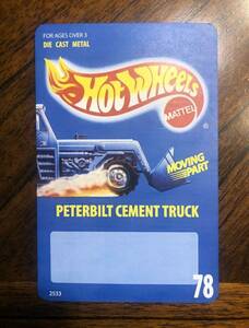 Custom Hot Wheels RETRO CARDBACK 1989 "PETERBILT CEMENT TRUCK #78" re-card 海外 即決