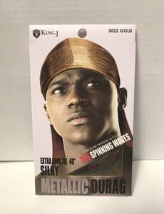 M&M KING J SILKY '2022 GOLD' METALLIC DURAG EXTRA LONG TIE 40" 海外 即決