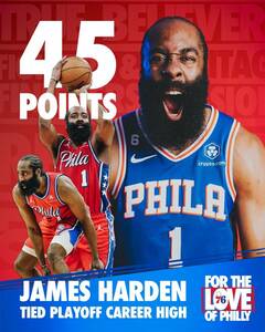 James Harden 45 Point Playoff Game Philadelphia 76ers 8x10 NBA Basketball Photo 海外 即決