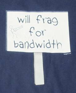 Vintage T-Shirt "Will Frag for Bandwidth" from ThinkGeek.com Navy, size L 海外 即決