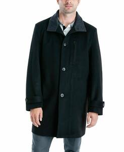 $350 London Fog Men's Clark Classic-Fit Overcoat Coat, color- Black, 38R 海外 即決