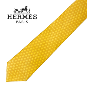 【中古】【非常に良い】HERMES ネクタイ ブランド エルメス イエロー 【剣先幅：9cm】r-hermes-t-0921-03-1