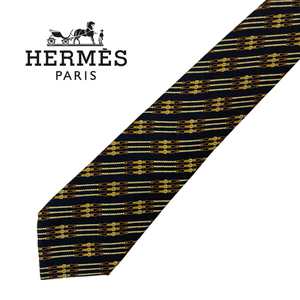 【中古】【非常に良い】HERMES ネクタイ ブランド エルメス ネイビー 【剣先幅：9cm】r-hermes-t-0921-03-2