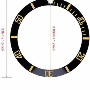 送料無料…ROLEX ロレックス サブマリーナ セラミック ベゼル 腕時計 ダイバーウォッチベゼル インサート (ブラック/ゴールド）社外品の画像5