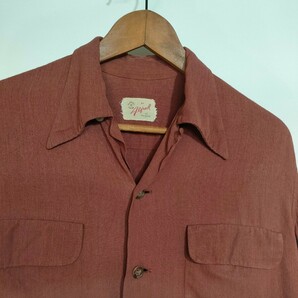 50s レーヨンオープンカラーシャツ XL タウンクラフト ブレント USAの画像2