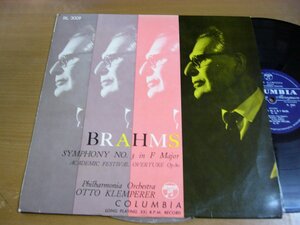 LPx601／【ペラジャケ】クレンペラー：ブラームス 交響曲第3番/大学祝典序曲OP80.