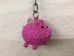  beads key holder pig pig san pig angel beads knitting beadwork si-do beads beads Work hand made soft toy charm 