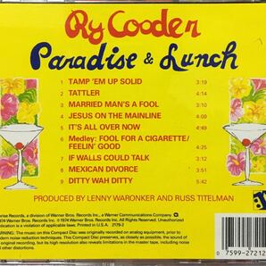 Ry Cooder[Paradise and Lunch]アコースティックブルース/カントリーロック/スワンプ/Tex-Mex/スライドギター/Ronnie Barron/名盤探検隊の画像2