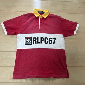 大きめ　ナイガイ製【POLO RALPH LAUREN】90s当時物 初期物 P-93 RLPC67 半袖ラガーシャツ 92 93★サイズ M【ポロ ラルフローレン】　