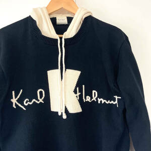  valuable money . era Karl hell m black cotton sweater with a hood . Logo knitting knitted Parker Pink House Kaneko Isao Karl Helmut
