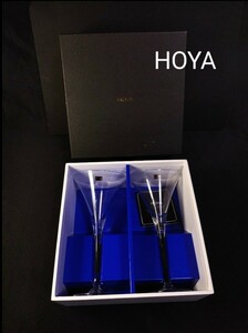 ★未使用 HOYA CRYSTAL ホヤ クリスタル ワイン グラス ペア 2客セット 箱入り カード 箱付き 正規品 食器 カクテル シャンパン 洋食器